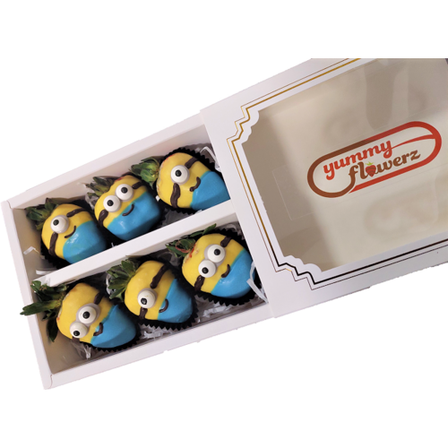 6pcs Minions Chocolate Strawberries Gift Box